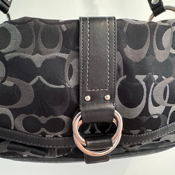 VINTAGE Coach SOHO Shoulder Bag Black and Gray Optic Signature - Picture 7 of 9